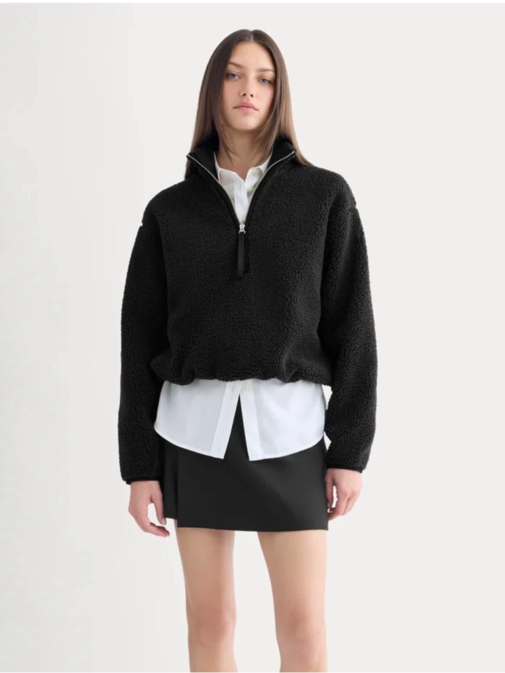 EVERLANE REVERSIBLE TEDDY HALF-ZIP PULLOVER
